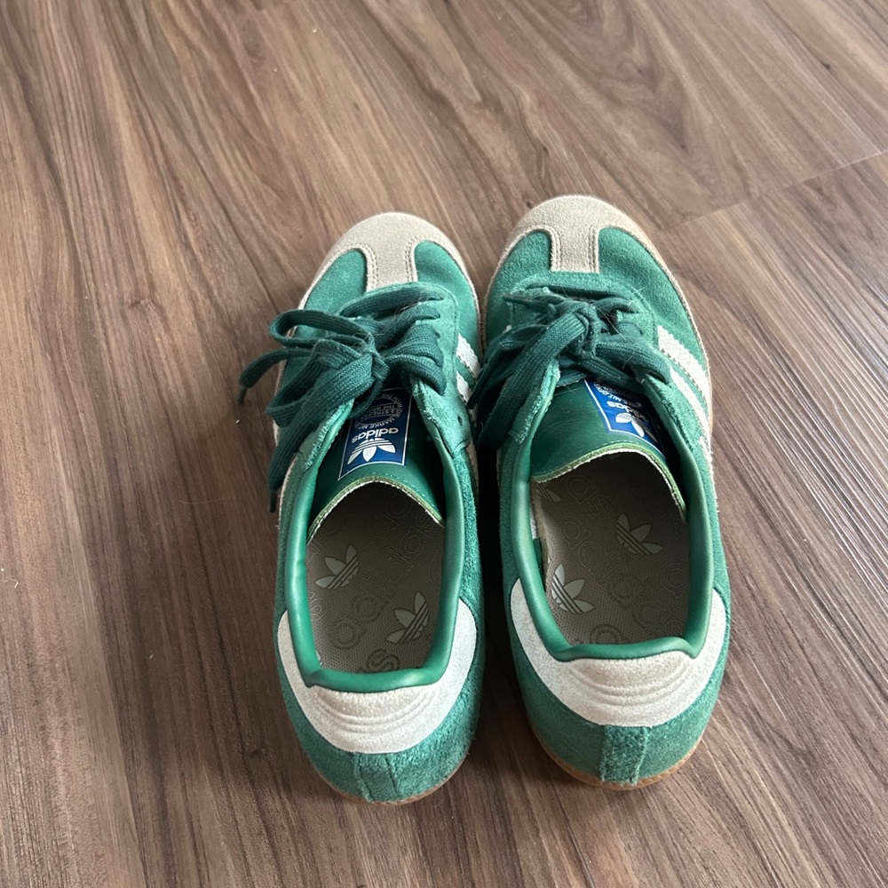 Adidas Green Suede Samba Sneakers with Cream Accents - Picture 3 of 6